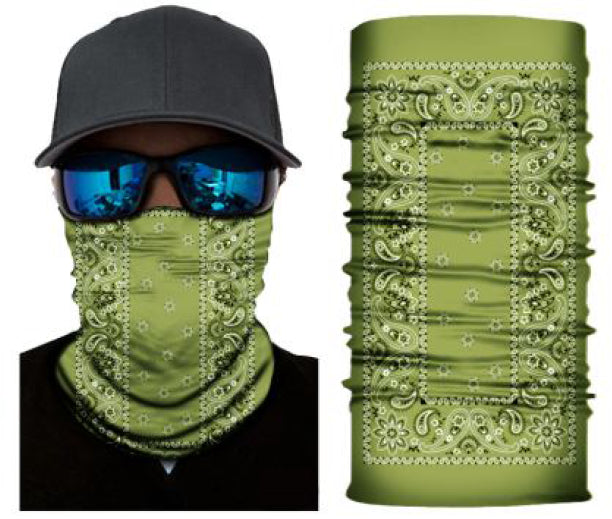 Simba Bandana face mask Neck Gaiter Rectangle Paisley Green S155