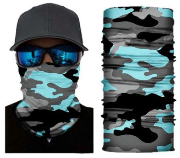 Simba Bandana face mask Neck Gaiter Camo Teal Blue S175