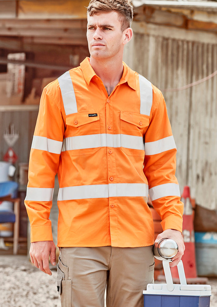 SYZMIK Mens Bio Motion VIC Rail Long Sleeve Shirt ZW680