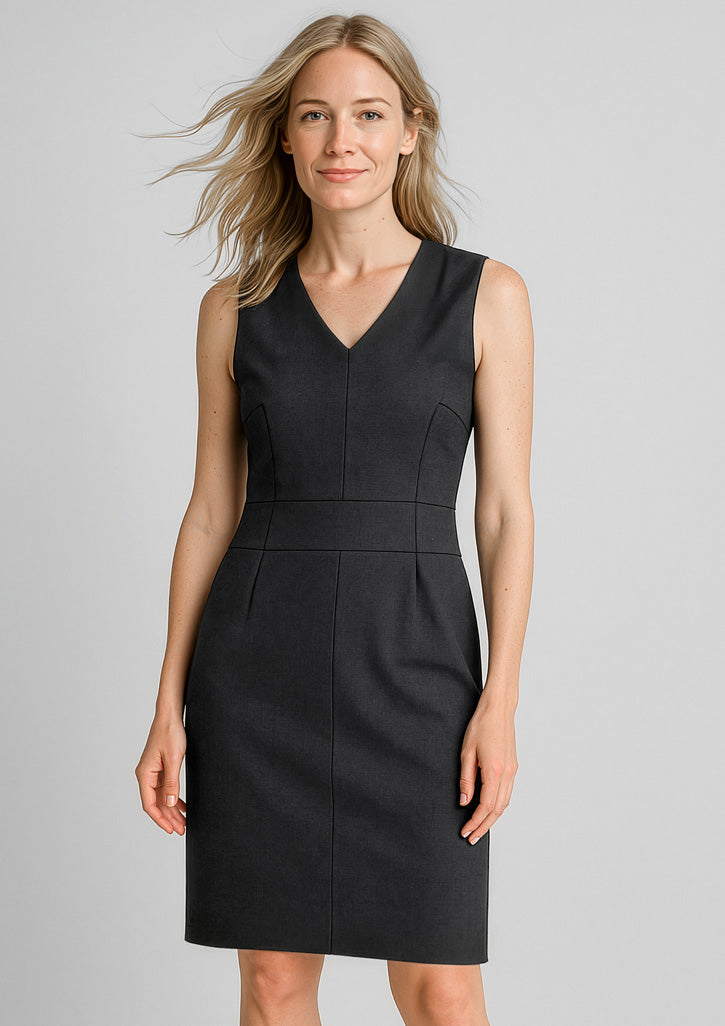 BIZ CORPORATES Womens Comfort Wool Stretch Sleeveless V-Neck Dress 34021