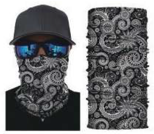 Simba Bandana face mask Neck Gaiter Paisley Black S120