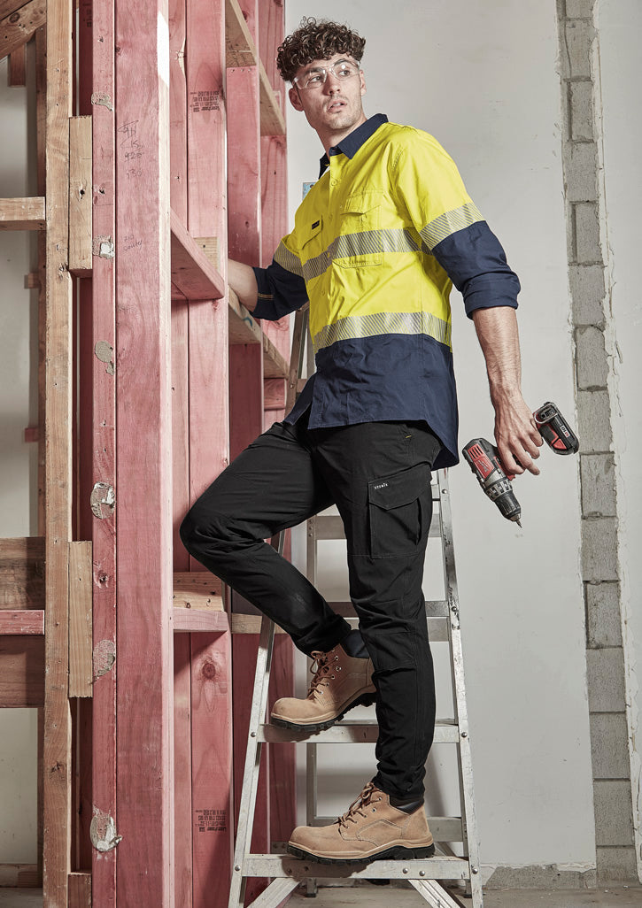 SYZMIK Mens Rugged Cooling Hi Vis Segmented Tape Long Sleeve Shirt ZW229
